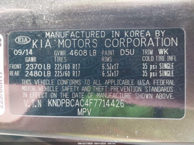 KNDPBCAC4F7714426 KIA Sportage Lx