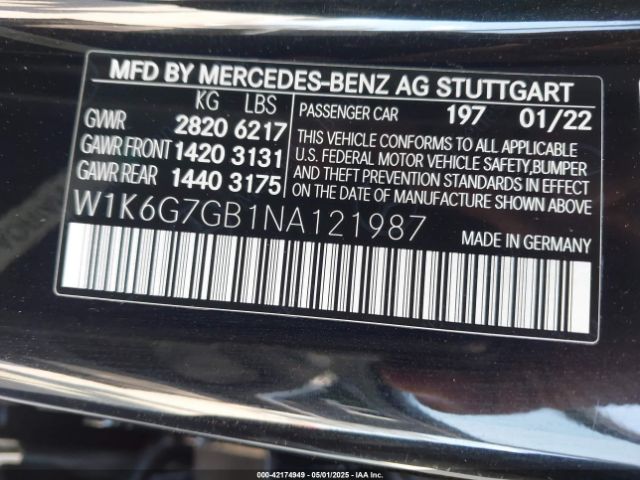 W1K6G7GB1NA121987 Mercedes-Benz S 580 4matic