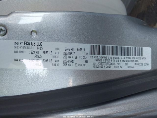 2C4RDGCG1FR728485 Dodge Grand Caravan Sxt