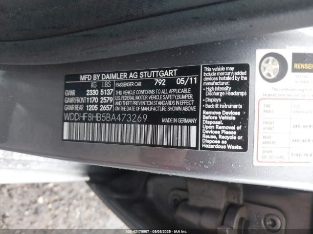 2011 MERCEDES-BENZ E 350 WDDHF8HB5BA473269 Photo 8