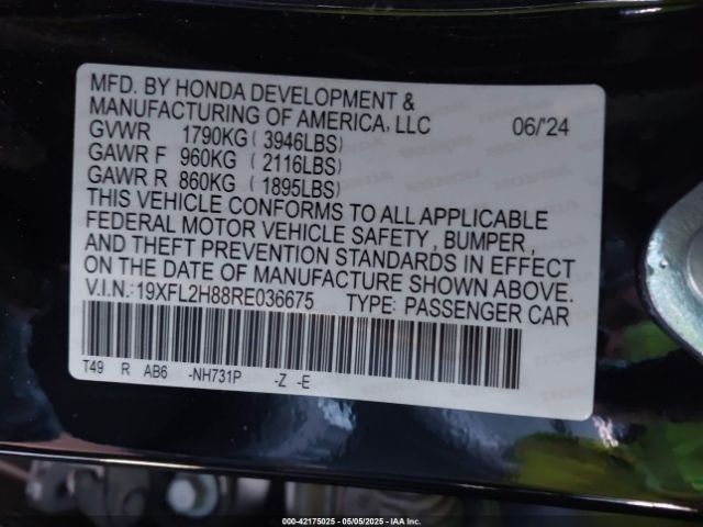 19XFL2H88RE036675 Honda k20c2