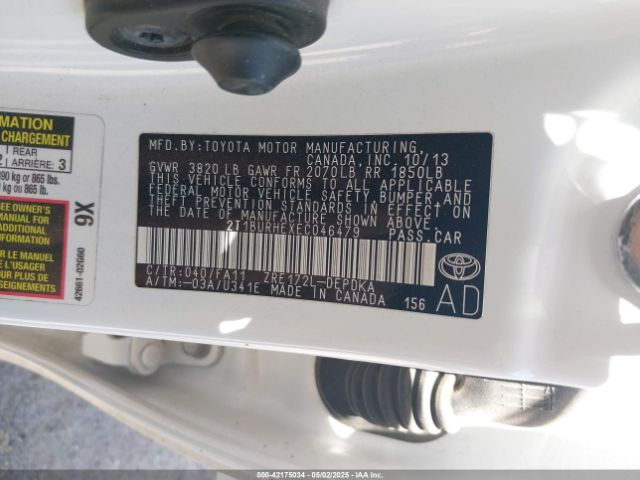 2T1BURHEXEC046479 Toyota COROLLA L