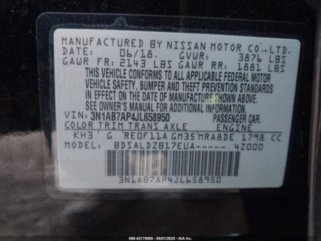 3N1AB7AP4JL658950 Nissan Sentra