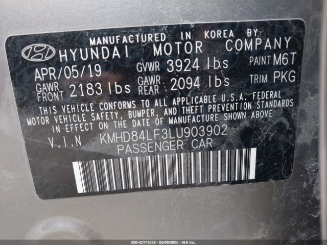 KMHD84LF3LU903902 Hyundai ELANTRA SEL