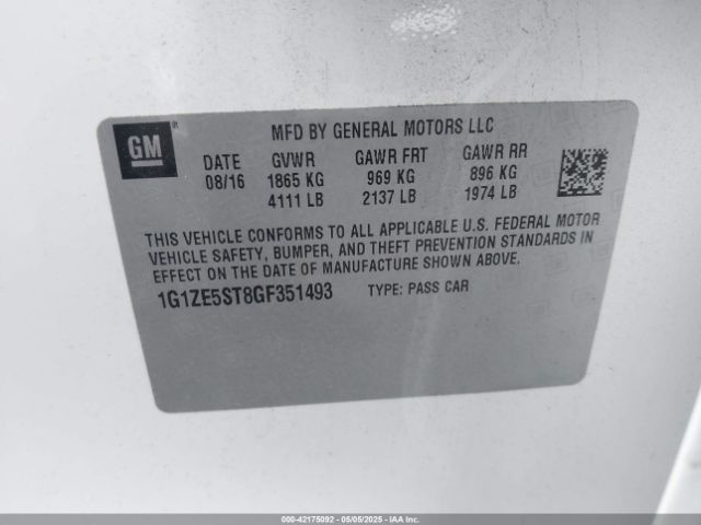 1G1ZE5ST8GF351493 Chevrolet MALIBU 1LT