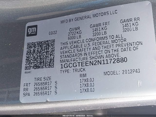 1GCGTEEN2N1172880 Chevrolet Colorado 4wd  Short Box Zr2