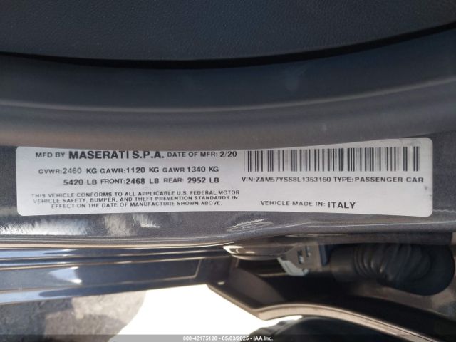 2020 MASERATI GHIBLI ZAM57YSS8L1353160 Photo 8