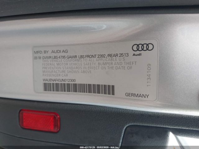 2018 AUDI A4 WAUENAF43JN012300 Photo 8
