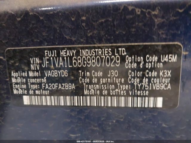 JF1VA1L68G9807029 Subaru Wrx Limited