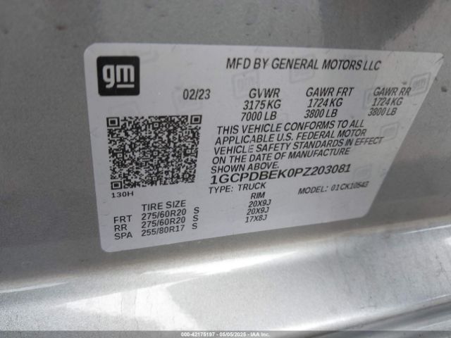 1GCPDBEK0PZ203081 Chevrolet Silverado 1500 4wd  Short Bed Custom