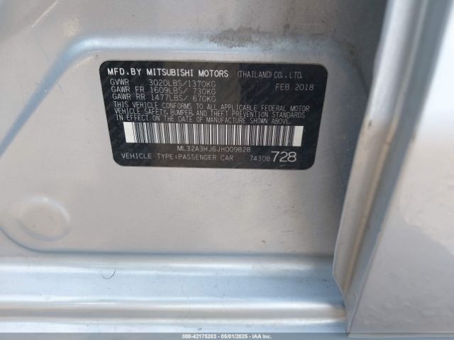 ML32A3HJ6JH009828 Mitsubishi MIRAGE ES
