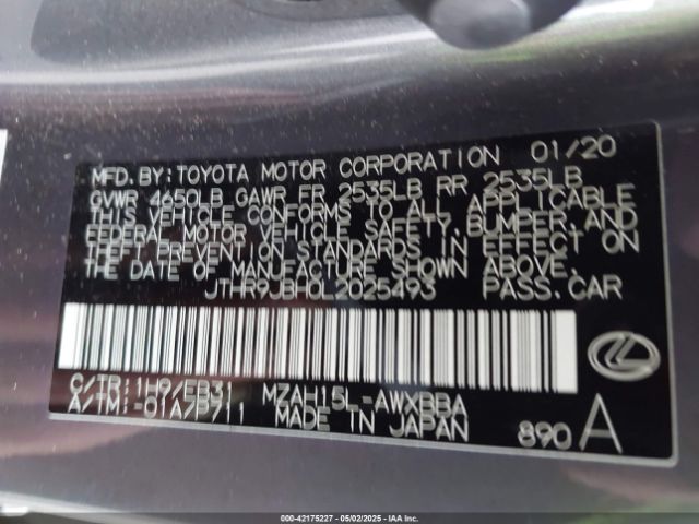 JTHR9JBH0L2025493 Lexus Ux 250h F Sport