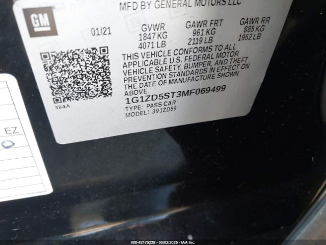 2021 CHEVROLET MALIBU 1G1ZD5ST3MF069499 Photo 8