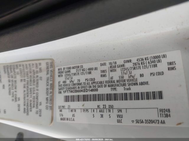1FT7W2B60KED14800 Ford F-250 Xl