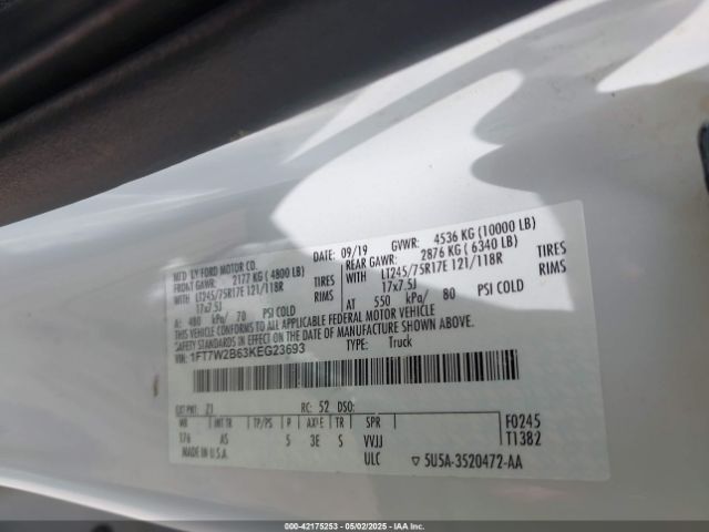 1FT7W2B63KEG23693 Ford F-250 Xl