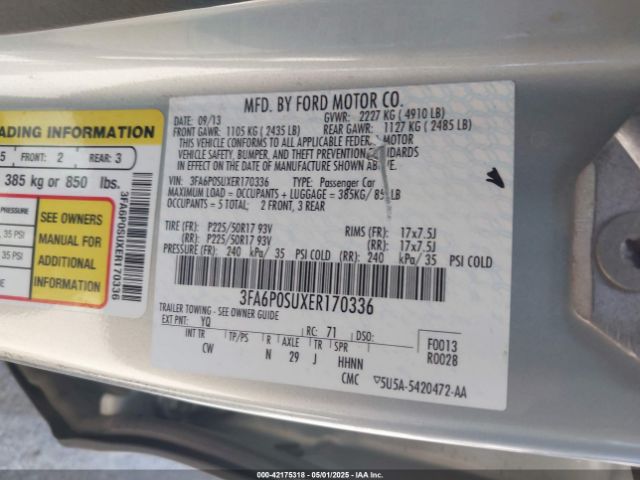 3FA6P0SUXER170336 Ford Fusion Energi Titanium