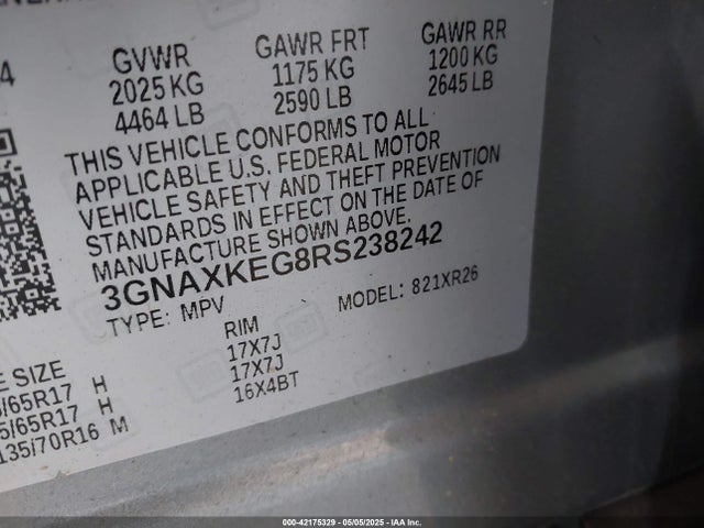 3GNAXKEG8RS238242 Chevrolet Equinox Fwd Lt