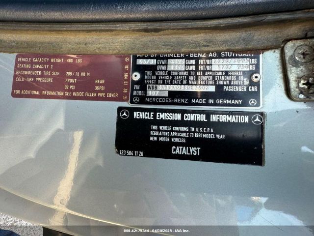 1981 MERCEDES-BENZ 380 WDBBA45A0BB007602 Photo 8