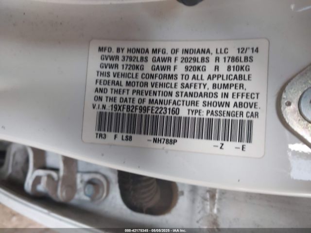 19XFB2F99FE223160 Honda Civic Ex-l
