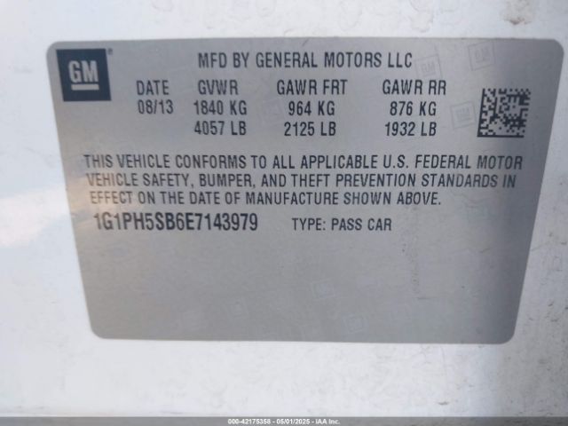 1G1PH5SB6E7143979 Chevrolet Cruze Eco Auto