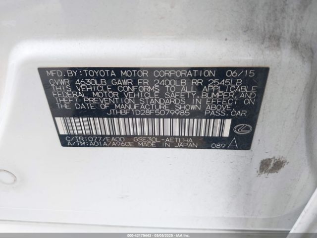 JTHBF1D28F5079985 Lexus IS 250