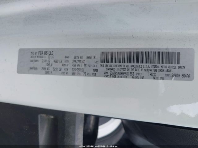3C6TRVAG8HE511963 RAM Promaster 1500 Low Roof 136 Wb