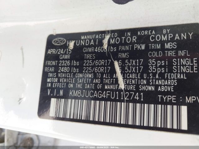 KM8JUCAG4FU112741 Hyundai TUCSON SE