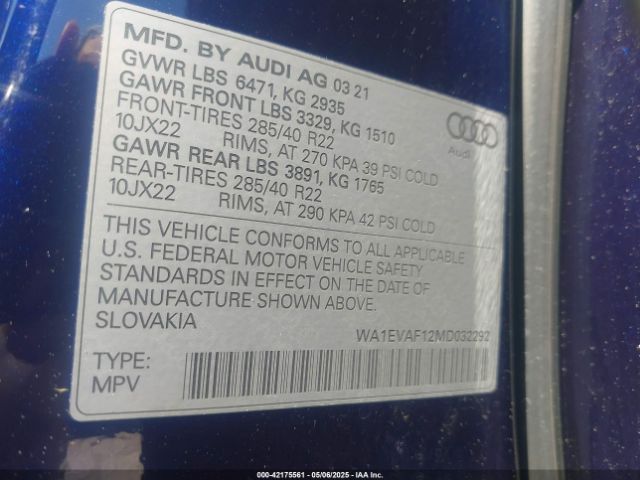 2021 AUDI Q8 WA1EVAF12MD032292 Photo 8