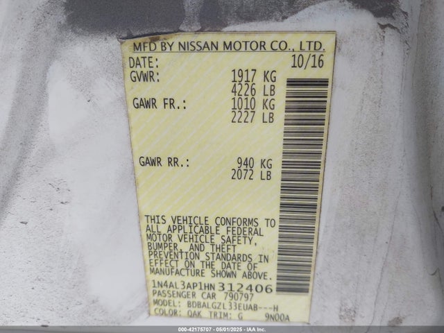 1N4AL3AP1HN312406 Nissan 2017