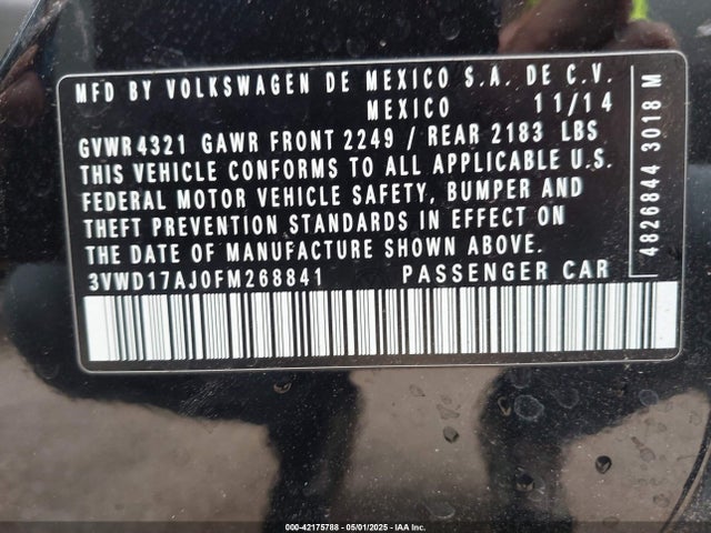 3VWD17AJ0FM268841 Volkswagen Jetta 1.8t Se