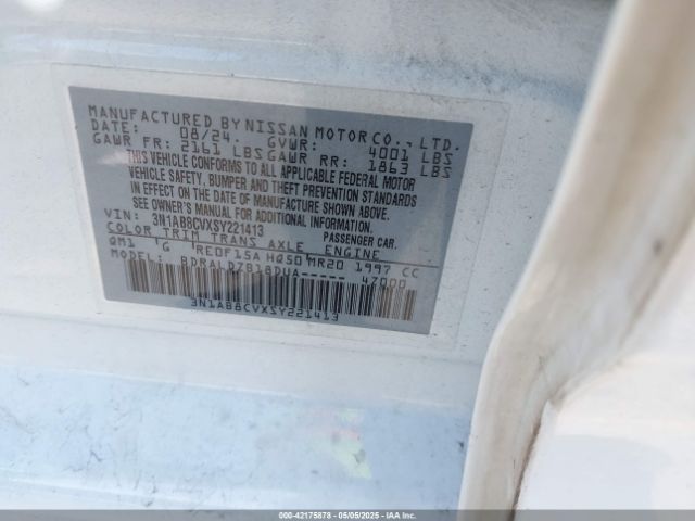 3N1AB8CVXSY221413 Nissan SENTRA SV