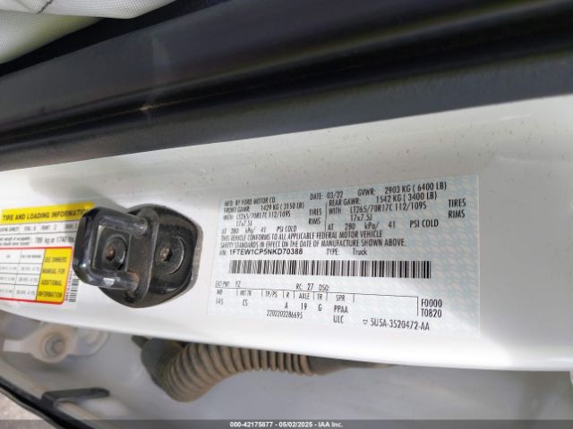 1FTEW1CP5NKD70388 Ford F-150 Xl
