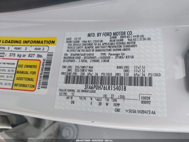 3FA6P0H76LR154018 Ford FUSION SE