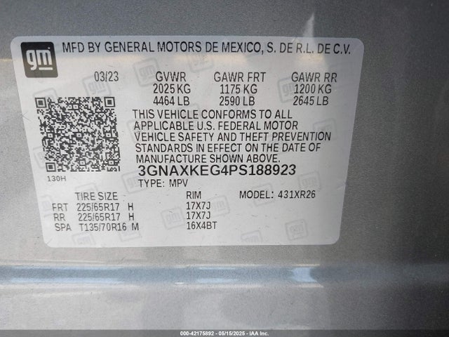 3GNAXKEG4PS188923 Chevrolet Equinox Fwd Lt