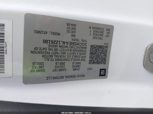 1GCHSBEA4L1226180 Chevrolet Colorado 2wd  Long Box Wt