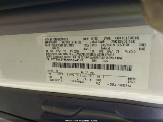 1FTBW2YMXKKA24193 Ford Transit-350
