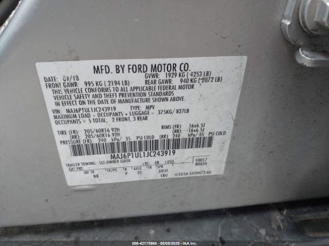 MAJ6P1UL1JC243919 Ford Ecosport Se