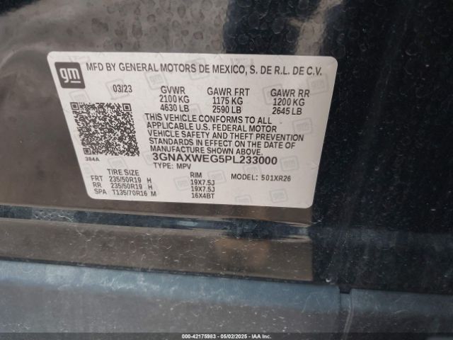 3GNAXWEG5PL233000 Chevrolet Equinox Awd Rs