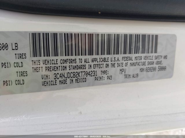 3C4NJDCB2KT704231 Jeep Compass Limited 4x4