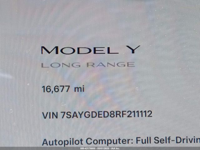 7SAYGDED8RF211112 Tesla Model Y Long Range Dual Motor All-wheel Drive/rwd