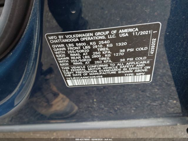 2022 VOLKSWAGEN ATLAS CROSS SPORT 1V2JE2CA4NC205458 Photo 8