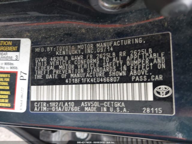 4T1BF1FK4EU466807 Toyota CAMRY XLE