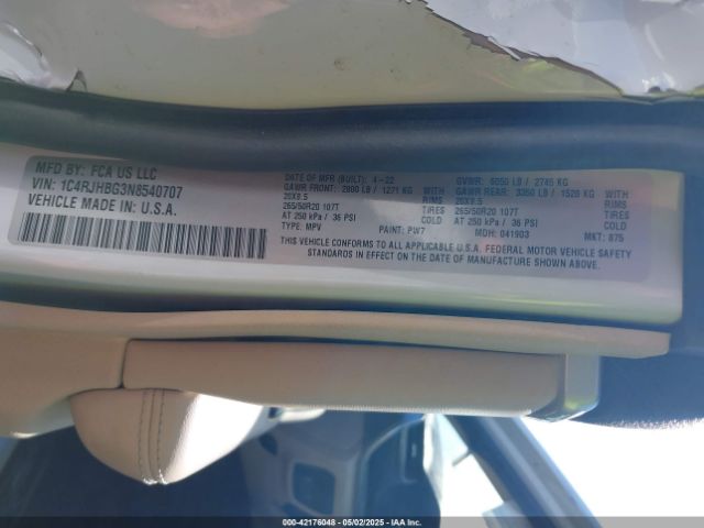 2022 JEEP GRAND CHEROKEE 1C4RJHBG3N8540707 Photo 8