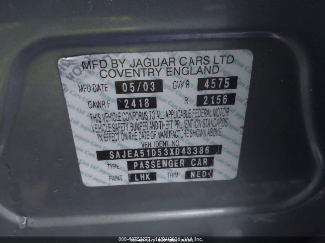 2003 JAGUAR X-TYPE SAJEA51D53XD43386 Photo 8