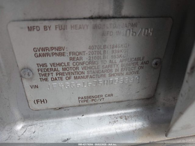 2005 SAAB 9-2X JF4GG61635H053339 Photo 8
