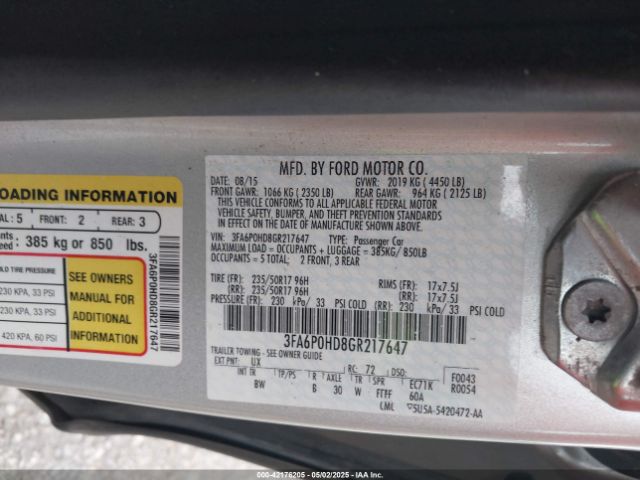 3FA6P0HD8GR217647 Ford FUSION SE