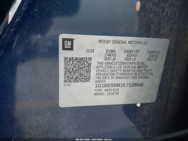1G1BE5SM1K7129049 Chevrolet CRUZE LT