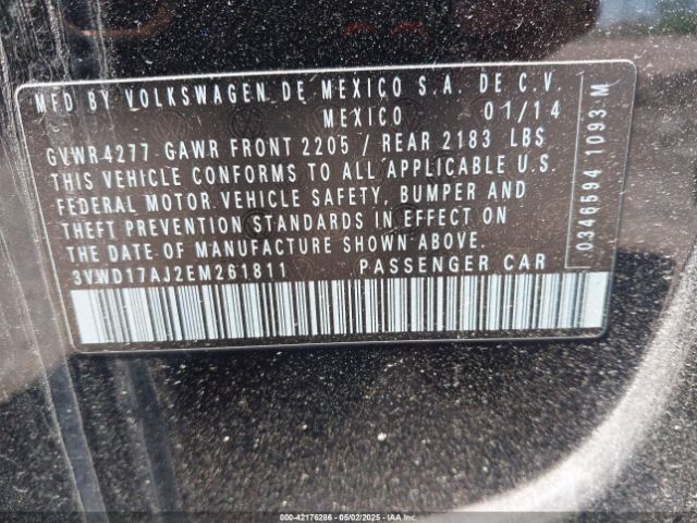 3VWD17AJ2EM261811 Volkswagen Jetta 1.8t Se