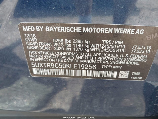 5UXTR9C50KLE19256 BMW X3 Xdrive30i