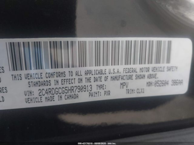 2C4RDGCG5HR790913 Dodge Grand Caravan Sxt